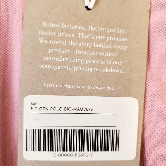 Everlane Mauve Polo Shirt Collar Organic Cotton Size Small Women NWT - Picture 4 of 9
